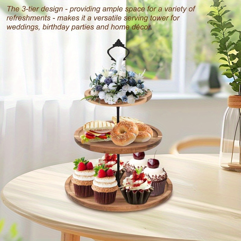 Cupcake Stand Tier - 3Tier Cake Stand Acacia Wooden Cupcake