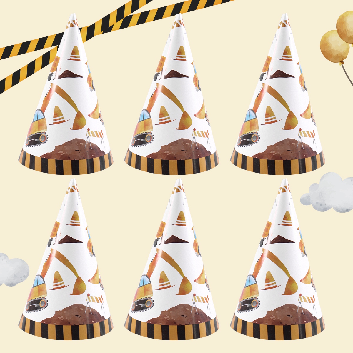 6pcs Construction Truck Birthd - огляд і ціна Party Hat Cone