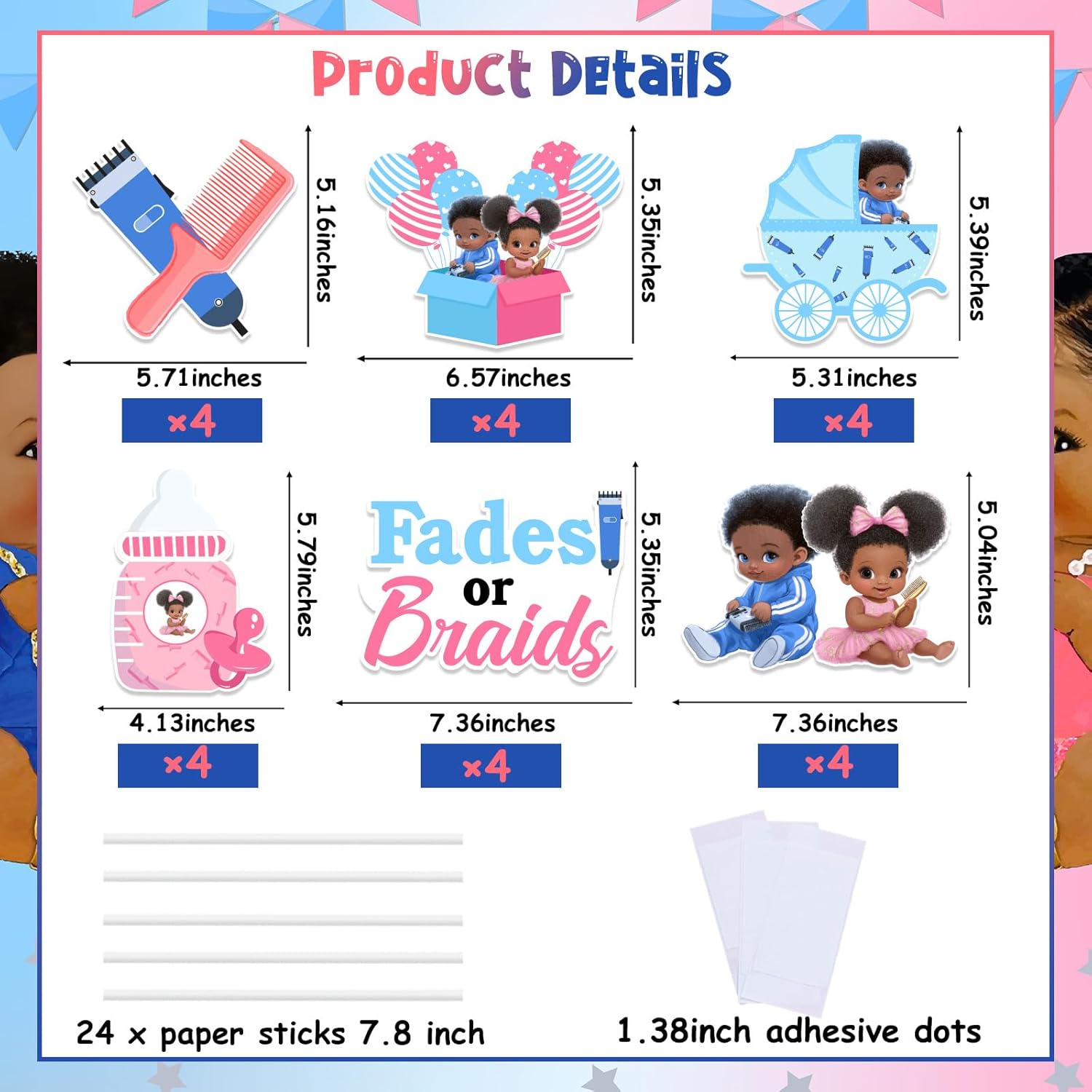 1Set Fades or Braids Gender Re - огляд і ціна Centerpiece Stick